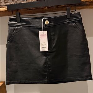 Lilly Pulitzer Black Faux-Leather Mini Skirt